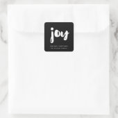 Joy minimalistische zwart-wit vakantie vierkante sticker (Tas)