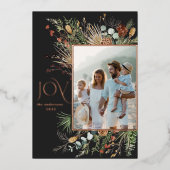 Joy modern 1 foto waterverf botanisch folie feestdagenkaart (Voorkant)