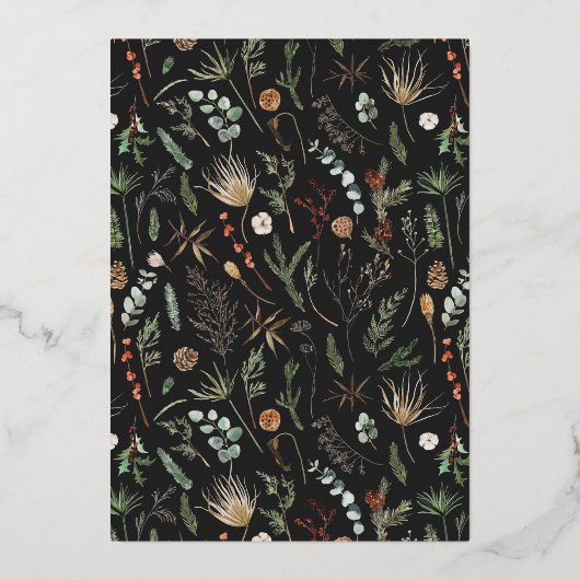 Joy modern 1 foto waterverf botanisch folie feestdagenkaart (Achterkant)