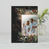 Joy modern 1 foto waterverf botanisch folie feestdagenkaart (Staand Voorkant)