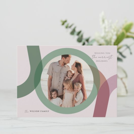 JOY Modern 2 foto kerst Feestdagenkaart (Staand voorkant)