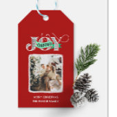 JOY Modern Bold Script Minimalistische foto Kerstm Cadeaulabel