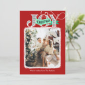 JOY Modern Bold Script Minimalistische foto Kerstm Feestdagenkaart (Staand voorkant)