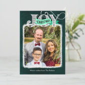 JOY Modern Bold Script Minimalistische foto Kerstm Feestdagenkaart (Staand voorkant)