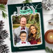 JOY Modern Bold Script Minimalistische foto Kerstm Feestdagenkaart