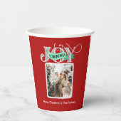 JOY Modern Bold Script Minimalistische foto Kerstm Papieren Bekers (Voorkant)