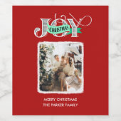 JOY Modern Bold Script Minimalistische foto Kerstm Wijn Etiket (Enkel label)