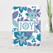 Joy Modern Botanical Floral Kerstmis Feestdagen Kaart (Voorkant)