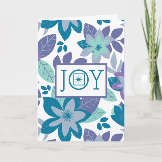 Joy Modern Botanical Floral Kerstmis Feestdagen Kaart (Voorkant)