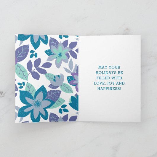 Joy Modern Botanical Floral Kerstmis Feestdagen Kaart (Binnen)