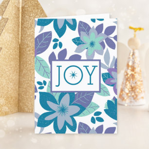 Joy Modern Botanical Floral Kerstmis Feestdagen Kaart