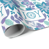 Joy Modern Botanical Pattern kerst Cadeaupapier (Rol Hoek)