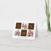 JOY Modern Brown Script Photo Collage Simple Feestdagen Kaart (Voorkant)