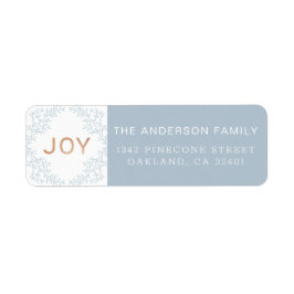 Joy | Modern Dusty Blue Holiday-adres Etiket