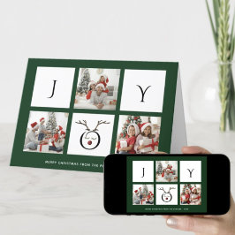 JOY Modern Fun Script Photo Collage Whimsical Feestdagen Kaart
