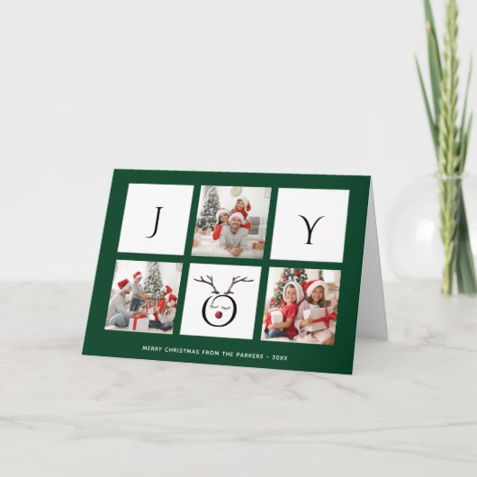 JOY Modern Fun Script Photo Collage Whimsical Feestdagen Kaart (Voorkant)