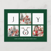 JOY Modern Fun Script Photo Collage Whimsical Holi Briefkaart (Voorkant)