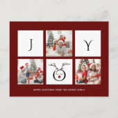 JOY Modern Fun Script Photo Collage Whimsical Holi Briefkaart (Voorkant)