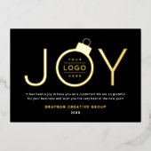 Joy Modern Gold en Black Logo Ornament Folie Feestdagenkaart (Voorkant)