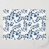 Joy Modern Gold en Navy Logo Ornament Folie Feestdagenkaart (Achterkant)