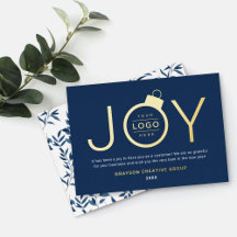 Joy Modern Gold en Navy Logo Ornament