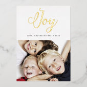 JOY modern GOLD-letterschrift Folie Feestdagenkaart (Voorkant)