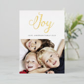 JOY modern GOLD-letterschrift Folie Feestdagenkaart (Staand Voorkant)