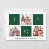 JOY Modern Green Fun Script Photo Collage Simple Feestdagenkaart (Voorkant)