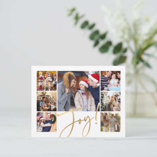 Joy Modern Photo Collage Feestdagenkaart (Staand voorkant)