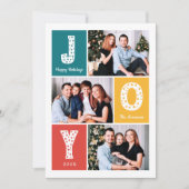 JOY Modern Prettige feestdagen 3 Photo Collage Feestdagenkaart (Voorkant)