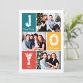 JOY Modern Prettige feestdagen 3 Photo Collage Feestdagenkaart (Staand voorkant)