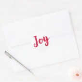 Joy Modern Red Brushed Script Holiday Ronde Sticker (Envelop)