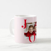 JOY | Modern Red & Mug Christmas Photo Gift Koffiemok (Voorkant links)