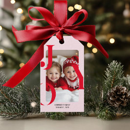 JOY | Modern Red & Pink Christmas Photo Gift  Cadeaulabel