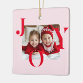 JOY | Modern Red & Pink Christmas Photo Gift Keramisch Ornament (Links)