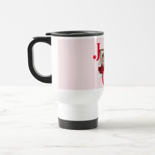 JOY | Modern Red & Pink Christmas Photo Gift Reisbeker (Links)