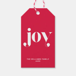 Joy Modern Typography Personalized Holiday Cadeaulabel