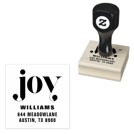 Joy Modern Typography Vakantie Retouradres Rubberstempel (Gestempeld)