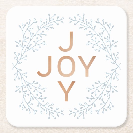 Joy | Moderne en elegante witte kerst Kartonnen Onderzetters (Voorkant)