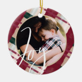 Joy | Moderne maroon & groene Waterverf foto Keramisch Ornament (Voorkant)