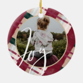 Joy | Moderne maroon & groene Waterverf foto Keramisch Ornament (Achterkant)
