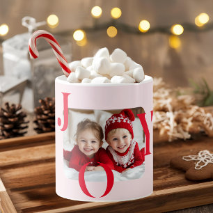 JOY Moderne Rood & Mok Kerst Foto Cadeau