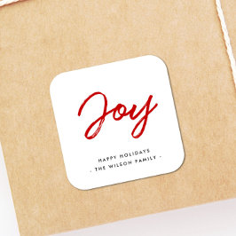 Joy moderne rood-witte vakantie vierkante sticker