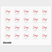 Joy moderne rood-witte vakantie vierkante sticker (Vel)