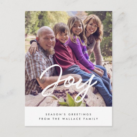 Joy Moderne typografie vakantiefoto Briefkaart (Voorkant)