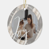 Joy | Moderne Waterverf van grijs en beige, spelde Keramisch Ornament (Links)