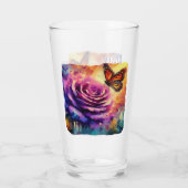 Joy Monarch Butterfly Paarse Roos Vlinders Glas (Achterkant)