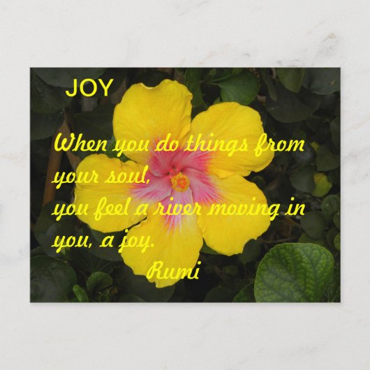 JOY Motivatie Briefkaart Yellow Tropical Flower (Voorkant)