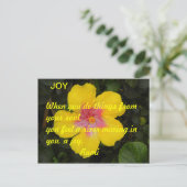 JOY Motivatie Briefkaart Yellow Tropical Flower (Staand voorkant)