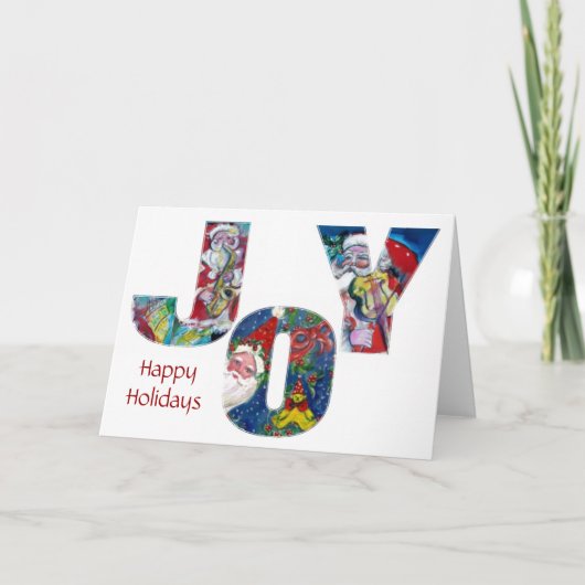 JOY MUSICAL SANTA CHRISTMAS GREETINGS FEESTDAGEN KAART (Voorkant)